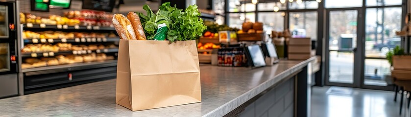 Grocery shopping experience urban market food items bright environment close-up view fresh produce focus