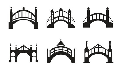 Fototapeta premium Bridges icon set silhouette vector illustration