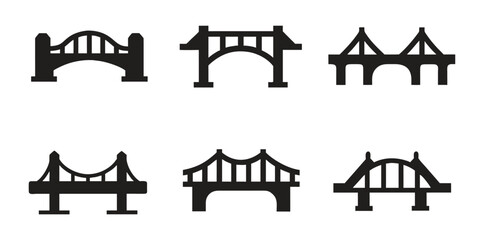 Fototapeta premium Bridges icon set silhouette vector illustration