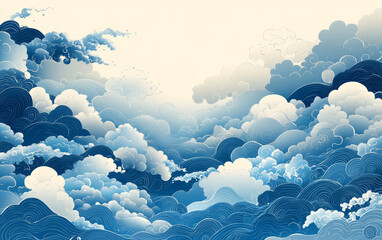 Traditional Chinese element cloud art background
