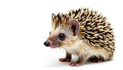 Obraz premium Small brown hedgehog isolated on white background, studio, animal photography