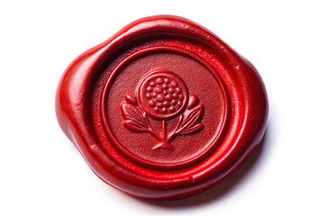 Classic Red Wax Seal with Embossed Imprint on White Background