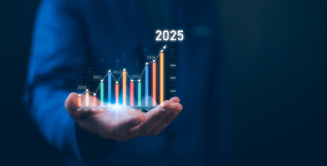 2024 2025 Business growth, boost up business or success concept, Business growth, investment profit...