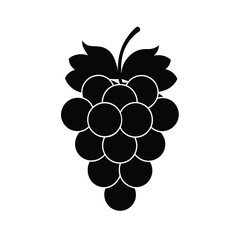 Grapes bunch vector illustration with vine leaves and ripe berries