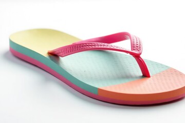 Close-up of a single flip-flop isolated on white background, tropical, foot