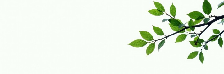 Dark green branches isolated on white background, nature, minimalist art