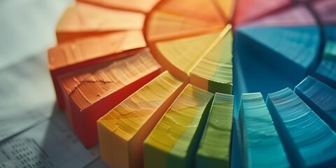 Vibrant Hues: A Spectrum of Colors Arranged in a Circular Pie Chart Formation, Displaying a Striking Visual Representation of Data, Representing Diverse Segments with Intriguing Textural Details.