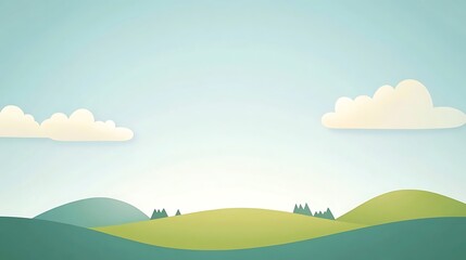 Obraz premium Serene Landscape Featuring Rolling Hills and Clouds