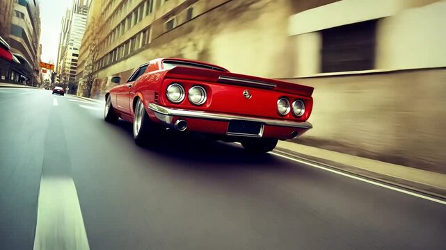 Sports Car Racing Through City Streets at High Speed Generative AI