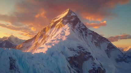Golden Summit: A Majestic View of Mount Everest at Dawn