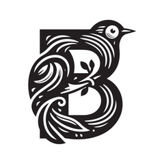 Naklejka premium Letter B with Flying Bird Logo