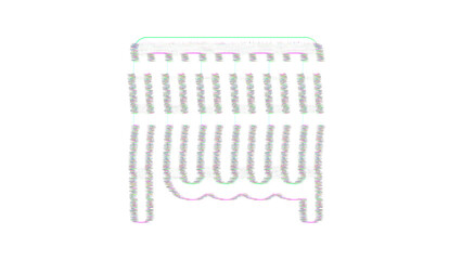 Icon booth curtain is distorted. Glitch. Noise, chromatic aberration, geometric distortion