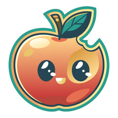 Cute red apple with a happy face