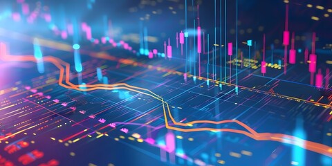 Obraz premium Visualizing Market Trends: Analyzing Dynamic Stock Charts and Graphs for Investment Strategies, Unveiling Patterns in Financial Data with Innovative Techniques and Tools.