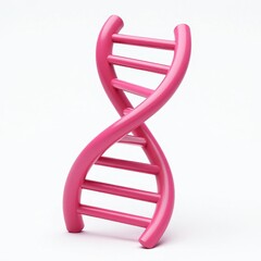 Pink 3D DNA Double Helix Structure on White Background