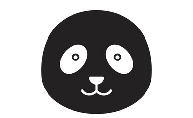 Fototapeta premium かわいいパンダの顔イラスト素材・白黒線画デザイン
