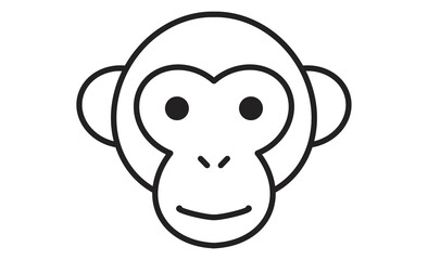 かわいいサルの顔のシンプルな線画イラスト
