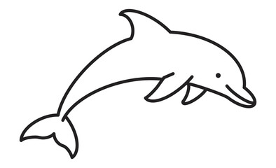 シンプルでかわいいイルカの線画イラスト
