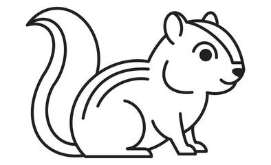 しま模様が特徴のリスの線画イラスト