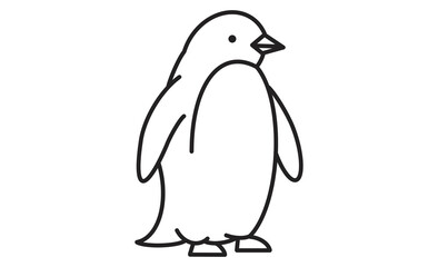 立っているペンギンのシンプルでかわいい線画イラストアイコン