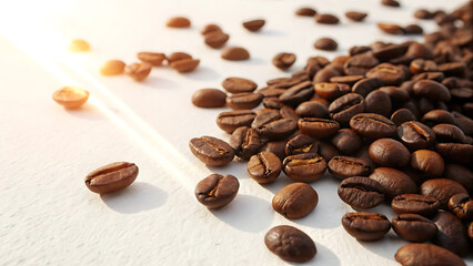 Naklejka premium Roasted Coffee Beans A Close-Up View of Rich, Aromatic Coffee Beans