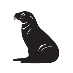 Fototapeta premium Cartoon silhouette of a California sea lion on a rock with a cute design and simple outline