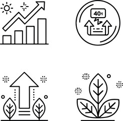 Increase and Decrease Stroke Icon Set – Growth, Fall, Up, Down, Editable Line Icons