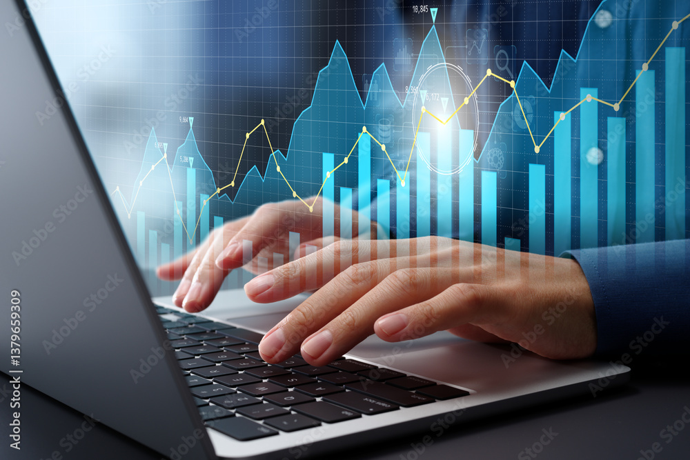 Leinwandbilder Data-driven decision-making. Business data analysis and strategic insights. Businessman using laptop computer to develop data-driven strategy.