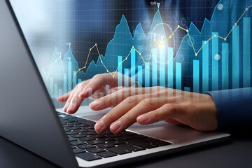 Data-driven decision-making. Business data analysis and strategic insights. Businessman using laptop computer to develop data-driven strategy.