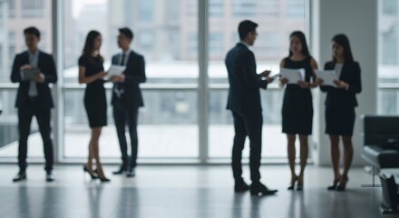 Professional business people in a modern office setting, suitable for corporate, teamwork, and leadership themes.