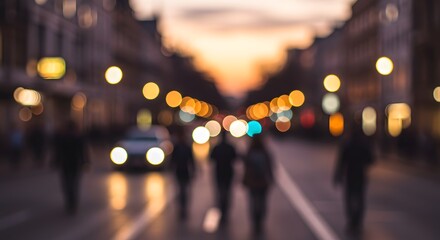 Dynamic blur of a bustling city street, capturing movement and energy for urban environments.