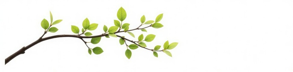 Single isolated branch on a plain white background, tree branch, simple