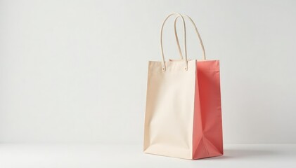 Stylish canvas shopping bag, white background, white, background