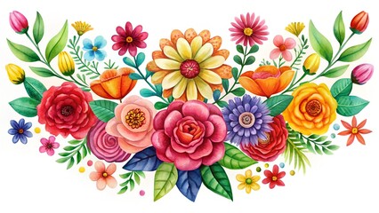 Vibrant Floral Cascade: A beautiful arrangement of diverse flowers bloom, arranged in a cascade, offering a burst of color and a fresh, lively feel. 