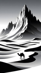 silhoutte of desert and camel