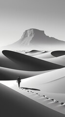 man walking in desert