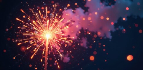 Obraz premium Vibrant fireworks exploding in mid air with colorful sparks and glittering lights, , colors