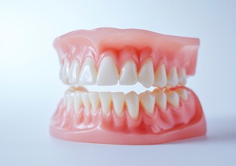 Obraz premium Examining a Complete Denture Model Showcasing Artificial Teeth and Gumline