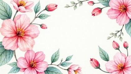Fototapeta premium Delicate watercolor floral pattern, soft pastel shades, delicate, botanical, serene