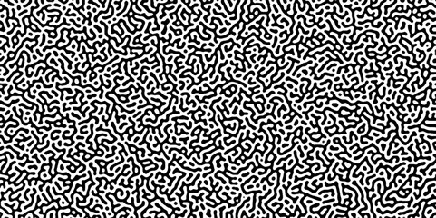 Abstract truing organic wallpaper Turing reaction diffusion monochrome seamless pattern .Monochrome Turing reaction background .Natural seamless line pattern. Linear design with biological shapes