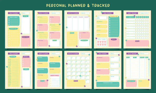 Cute Pastel Colored Personal Planner and Tracker