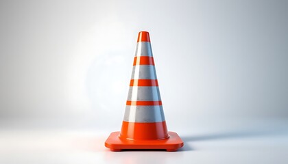 Orange Traffic Cone on White Background Indicating Safety and Caution