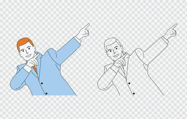 Confident businessman in victory pose scene vector art Isolated on transparent background 

