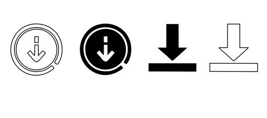 Down arrow vector icon set