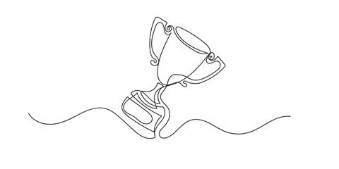 Trophy One Line Drawing, Isolated on White