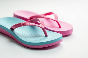 Close-up of a flip-flop, clean white backdrop , photography, macro