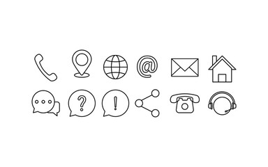 Contact us with icons for phone, email, location, and chat. Suitable for websites, customer service, contact pages, and business communication.