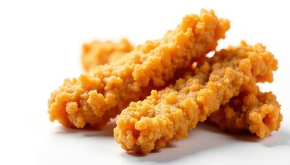 Crispy fried chicken strips, isolated on white , delicious, greasy