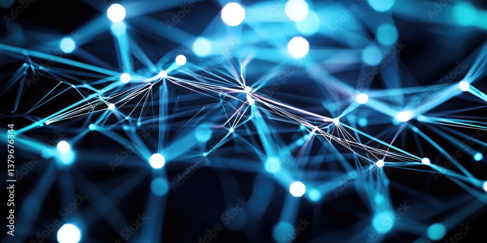 Fototapete A digital tapestry woven from a network of interconnected dots and intricate lines, symbolizing the vastness and interconnectedness of digital data.