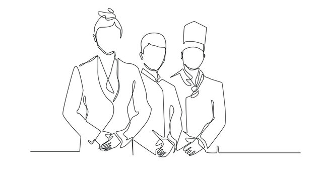 recommend clip art: Hotel Staff One Line Drawing on White Background.